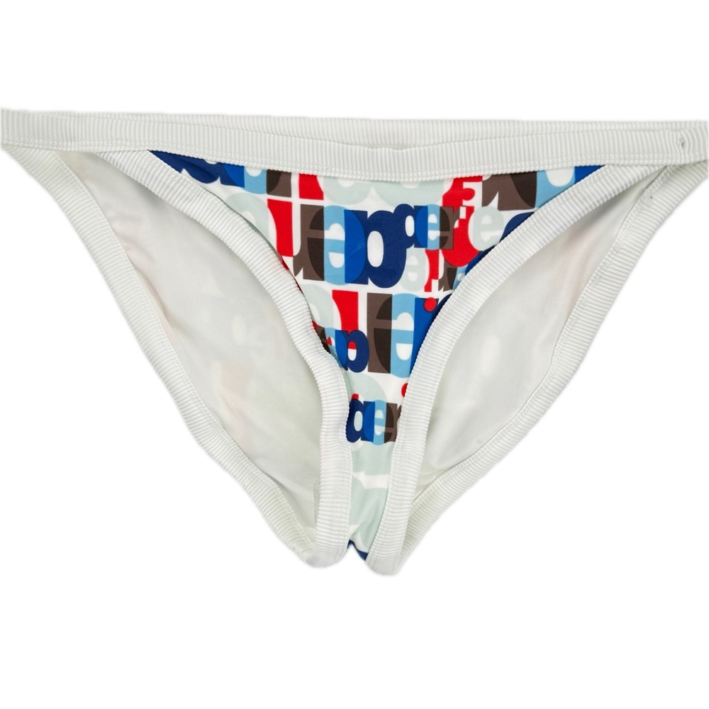NEW! Aerie Red, White & Blue Logo Bikini Bottom Size Large, NWOT